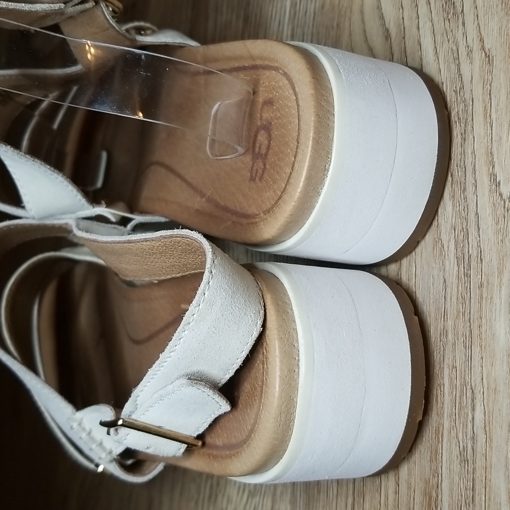Ugg Treadlite Womens Braylynn White Flatform Wedge Heel Sandals - Picture 4 of 14